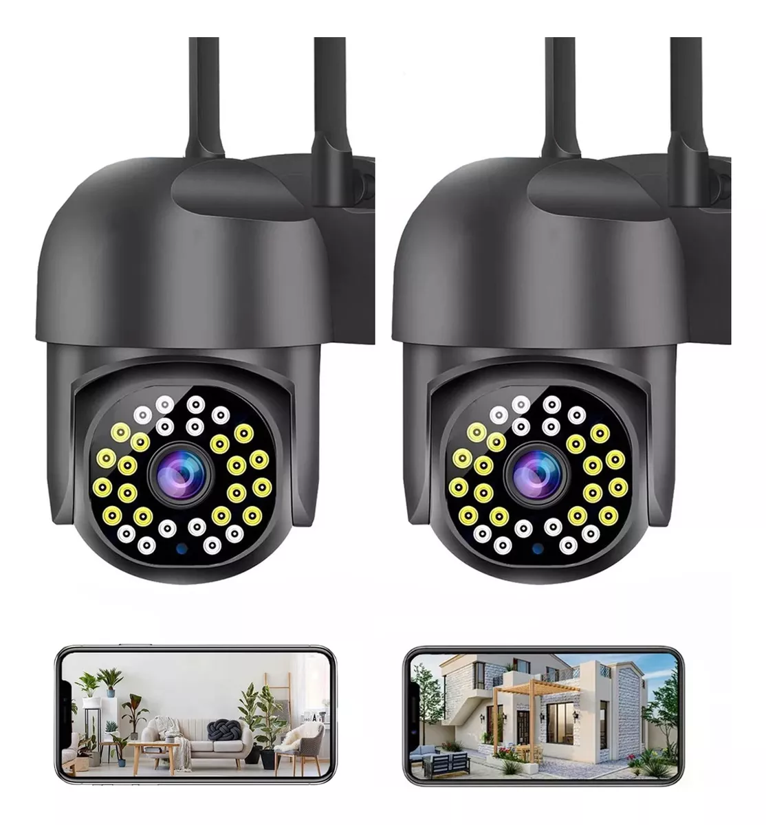 C&aacute;mara De Seguridad Wifi Foco Hd 1080p Nocturna Alarma 2pcs