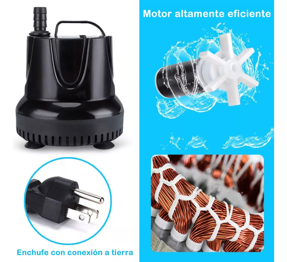 3.5m Bomba De Agua Sumergible Fuente Pecera Acuario 3500l/h