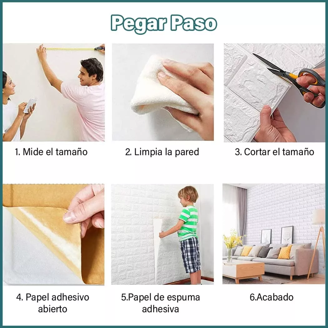 20pcs 3d Papel Tapiz Blanco Patrón Ladrillo Pegatina Pared