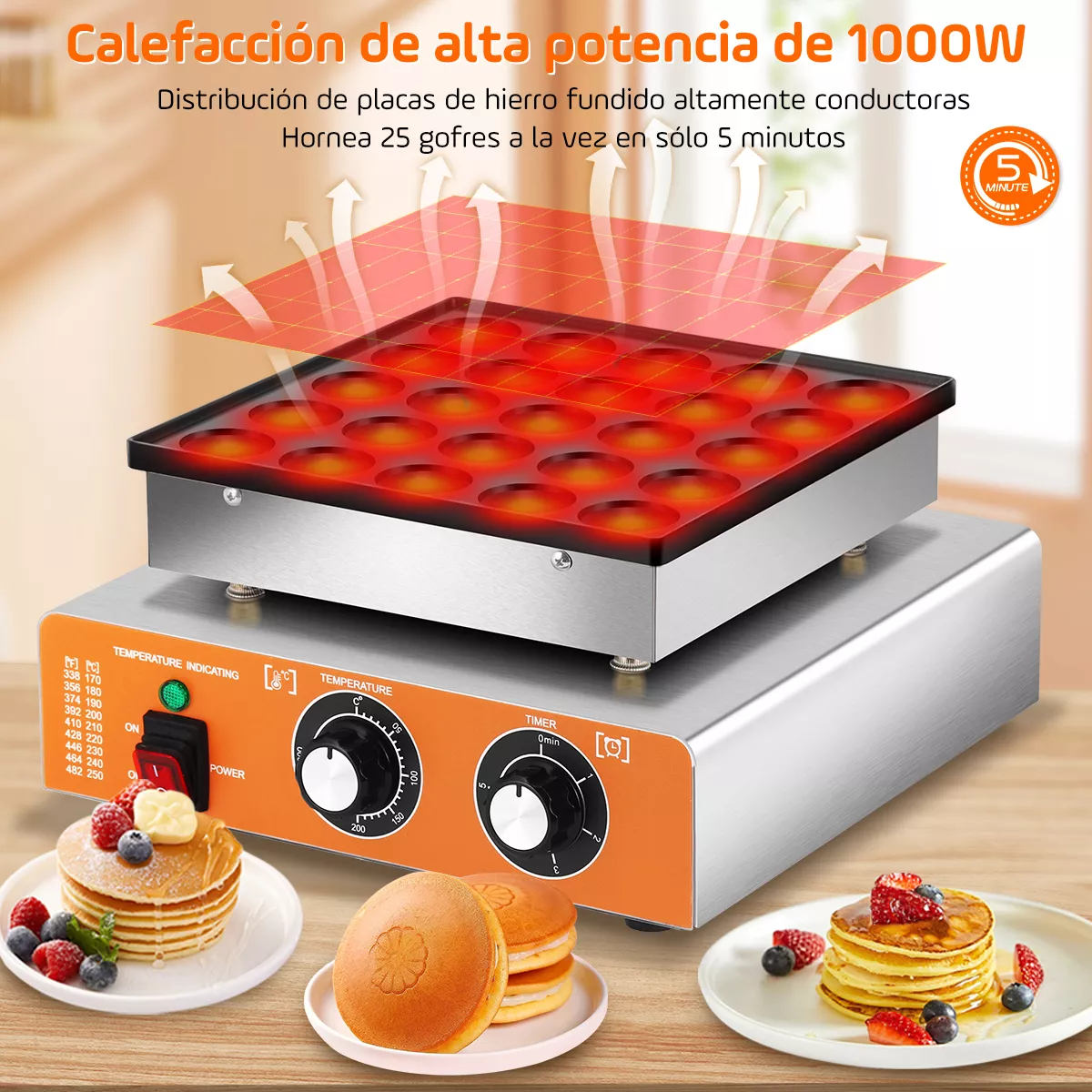 Máquina Eléctrica Industrial Mini Hotcakes 25pc Cronometrado