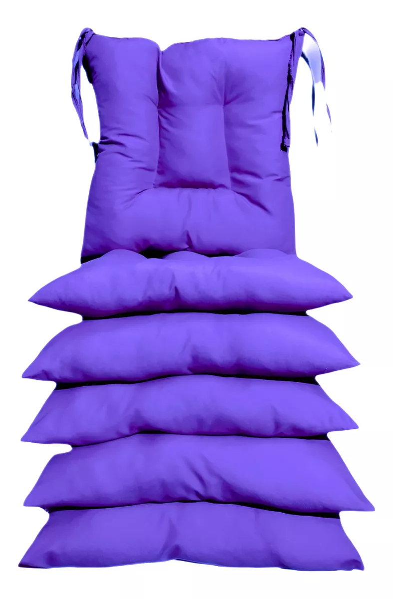6 Cojines Para Sillas 42x42x7cm Con 4 Cintas De Sujeción