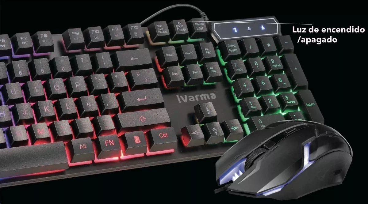 Combo Teclado Y Mouse Alambrico Con Luz Para Juego Ivarma