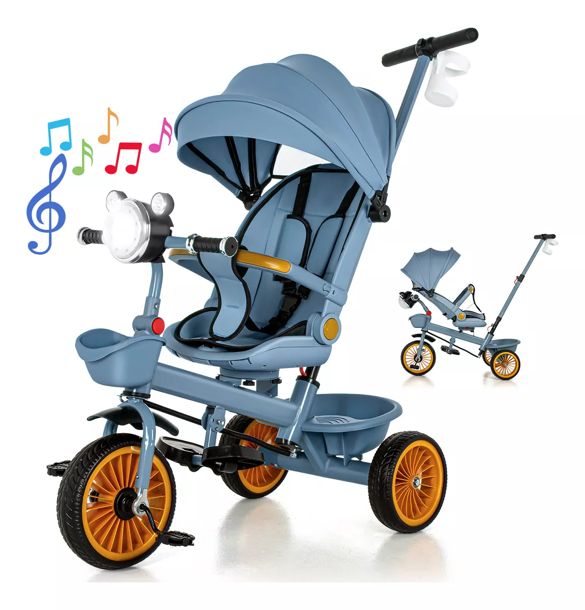 Triciclo Carriola Bicicleta Gira 360° Reclinable Para Niños