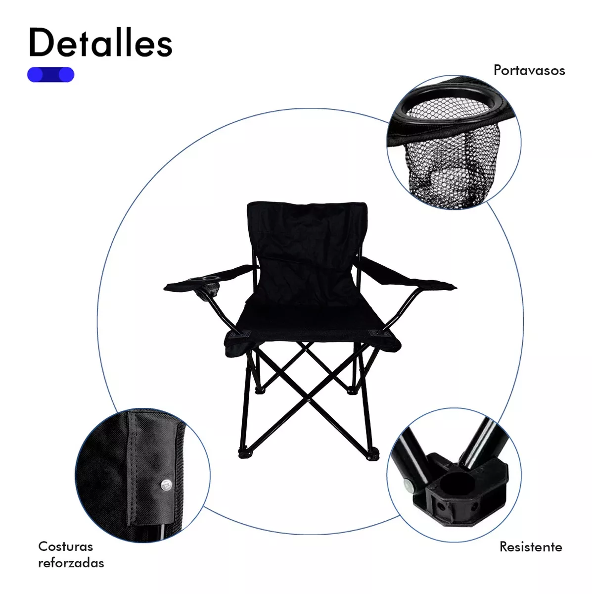 kit 2 Sillas Plegables Camping Jardín Playa Alberca Pesca