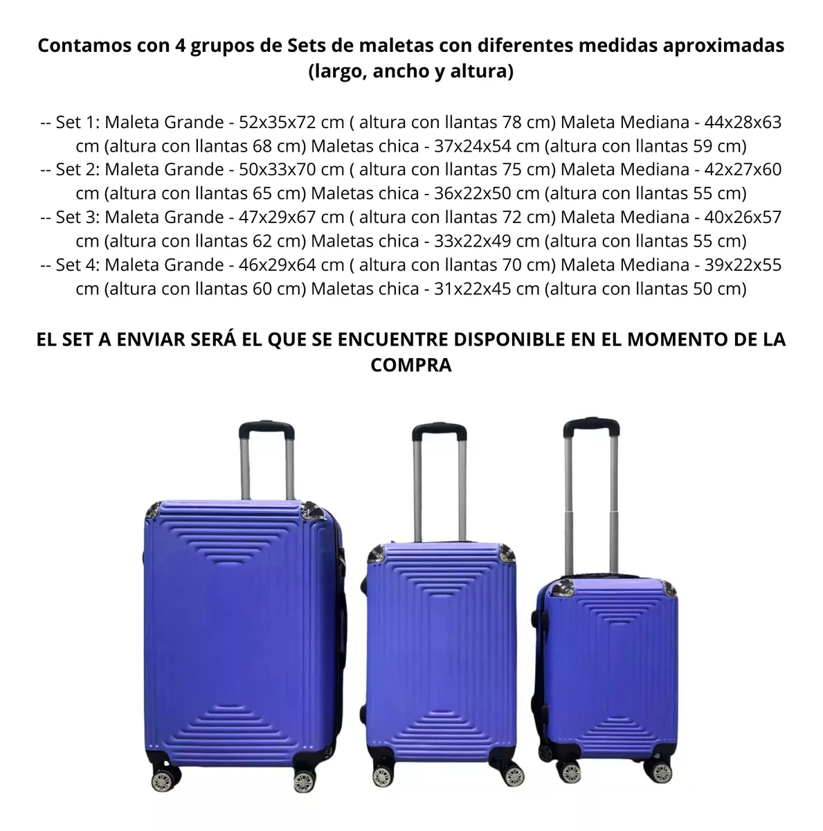 Set 3 Maletas Completas Plastico Viaje Ruedas 360 Y Candado