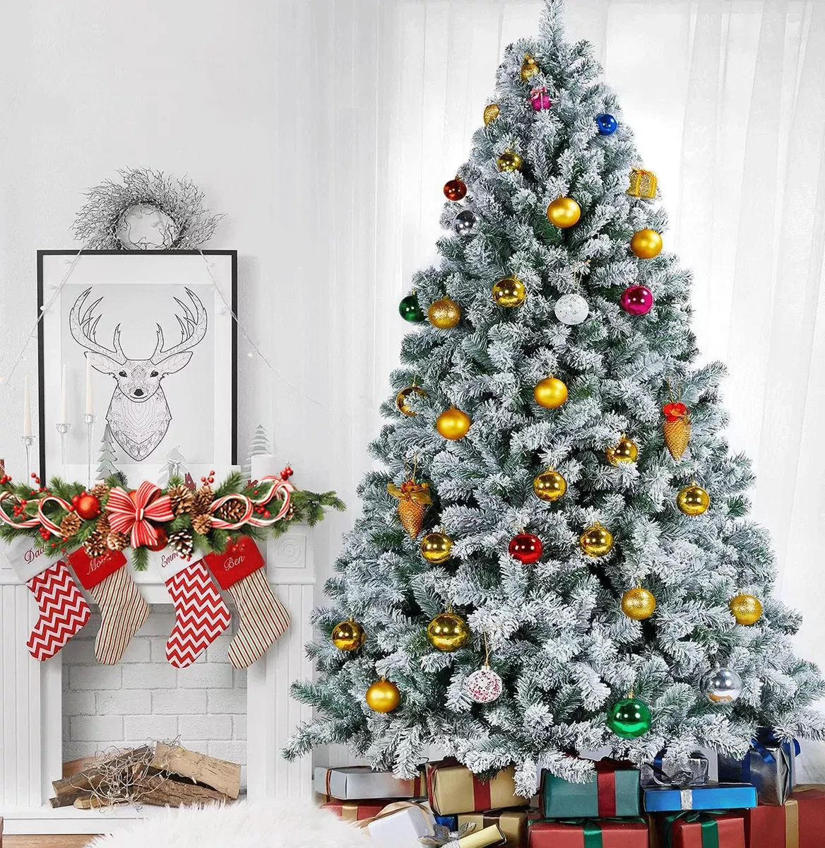 Arbol Navidad Artificial Nevado 2.10m Pino Follaje Blanco