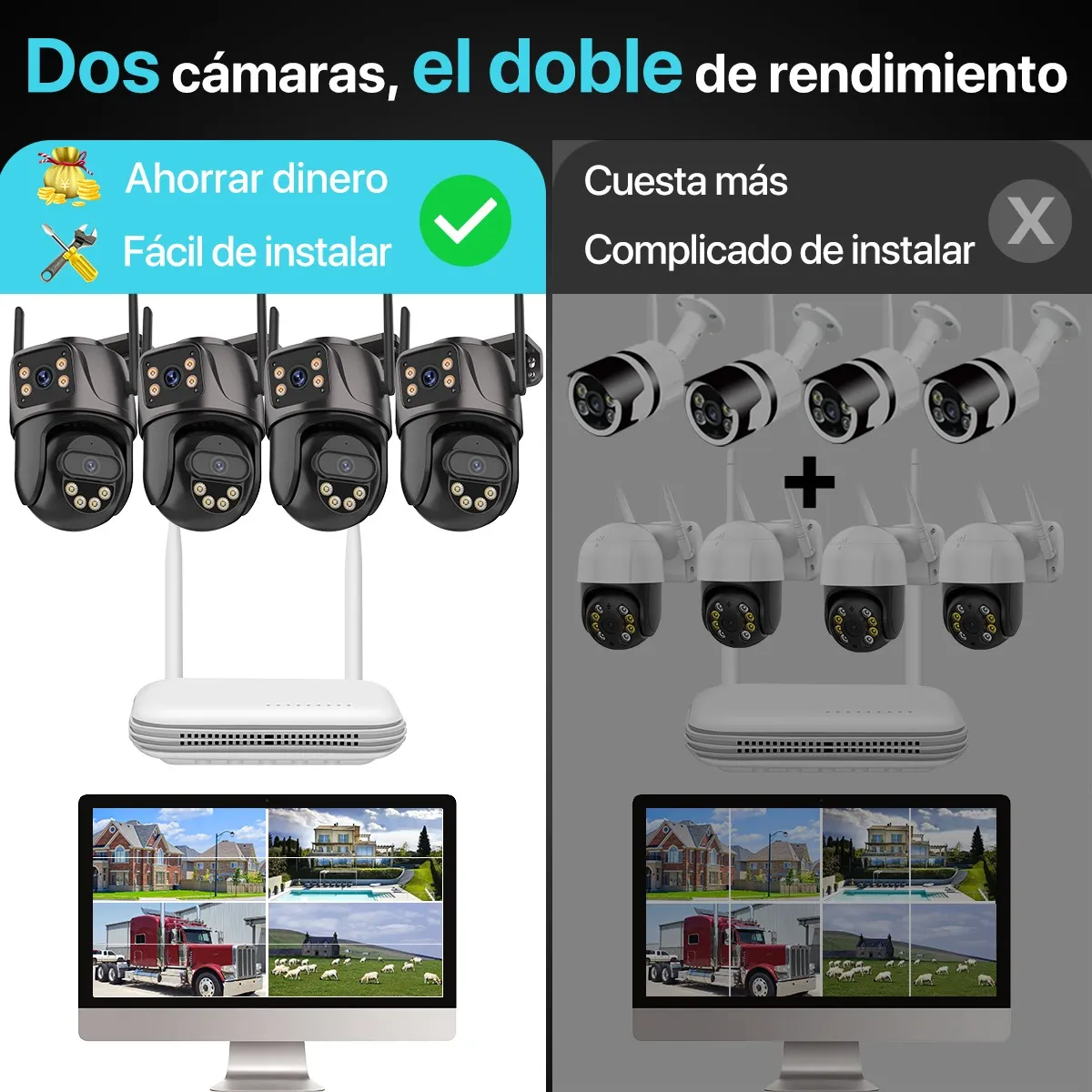 kit De Camaras De Seguridad Vigilancia Wifi 4 Camara 1tb Nvr