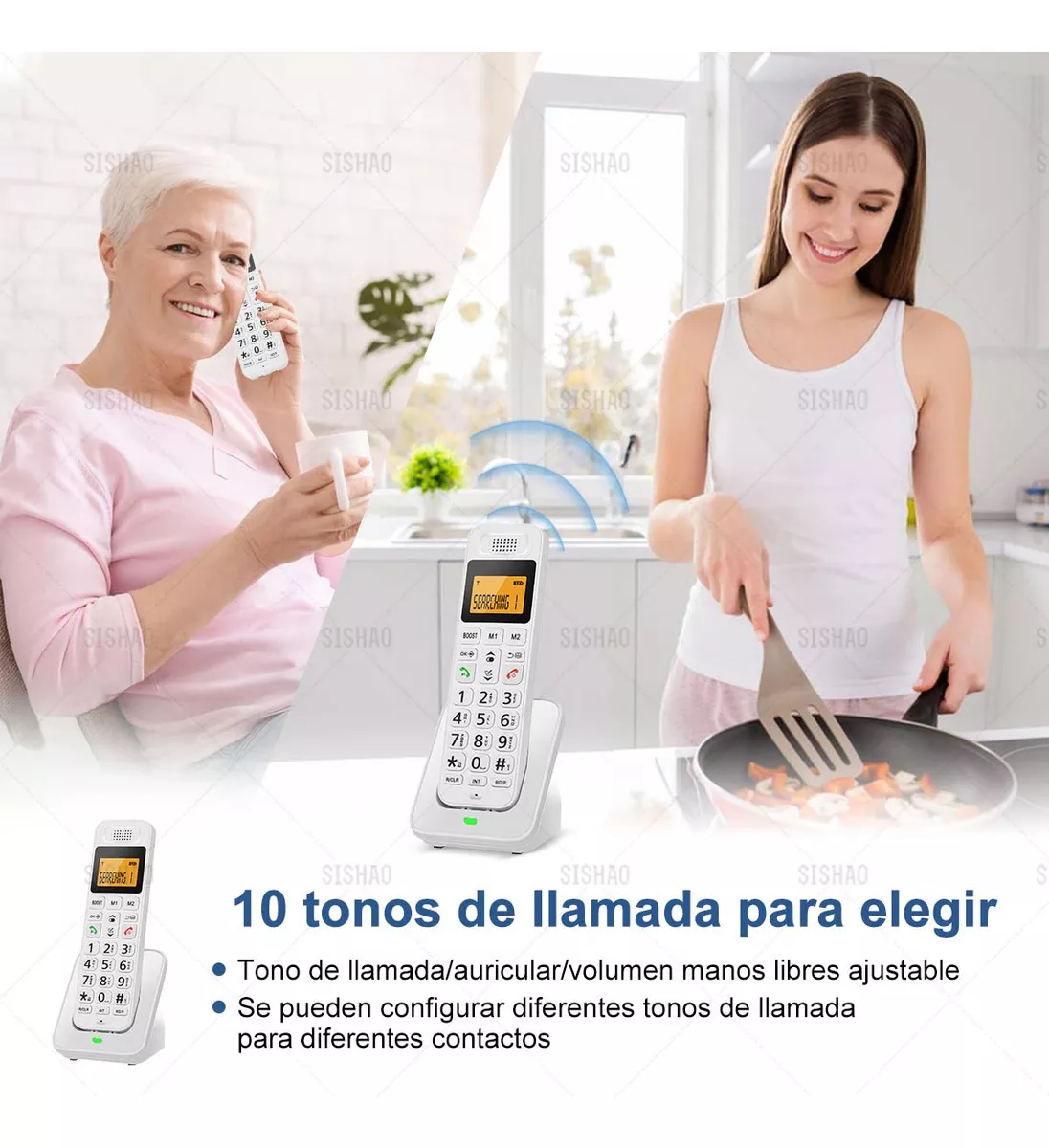 D1011 Teléfono Inalámbrico Con Lcd Y Amp Para Casa Oficina