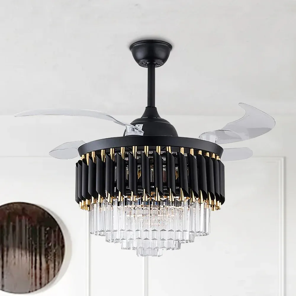 L&aacute;mpara Decorativa Candil Ventilador Black Edition Cristal A