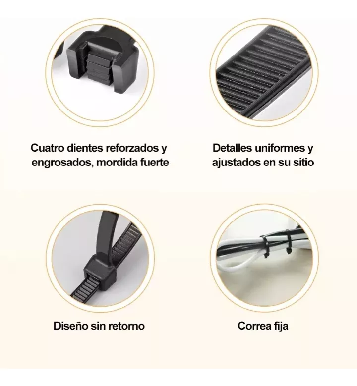 Cincho Plástico 30cm Largo 3.6mm Ancho Nylon Bridas 500pcs Negro