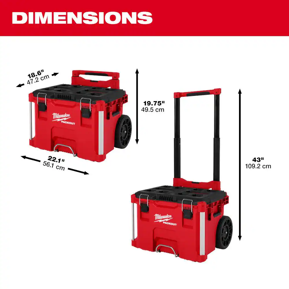 Milwaukee PACKOUT 22 in. Rolling Modular Tool Box Low Profile Handle 48-22-8427