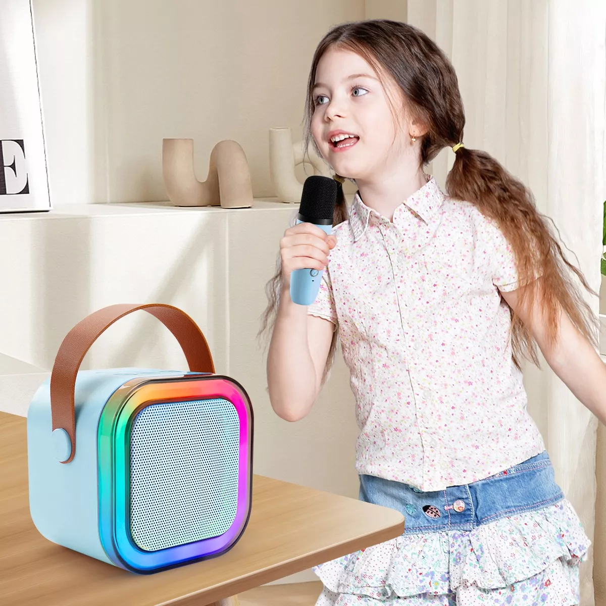 Karaoke Para Niños Con 2 Micrófonos Inalámbricos Y Bocina