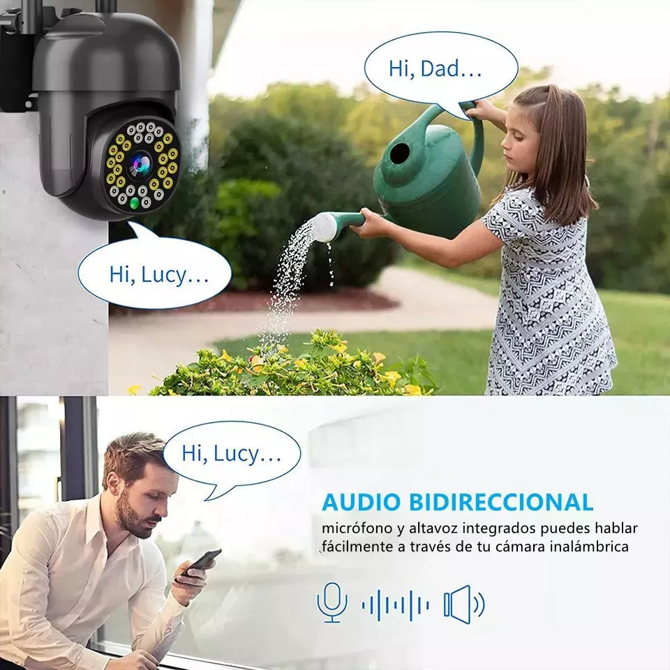 Cámara De Seguridad Wifi Foco Hd 1080p Nocturna Alarma 2pcs