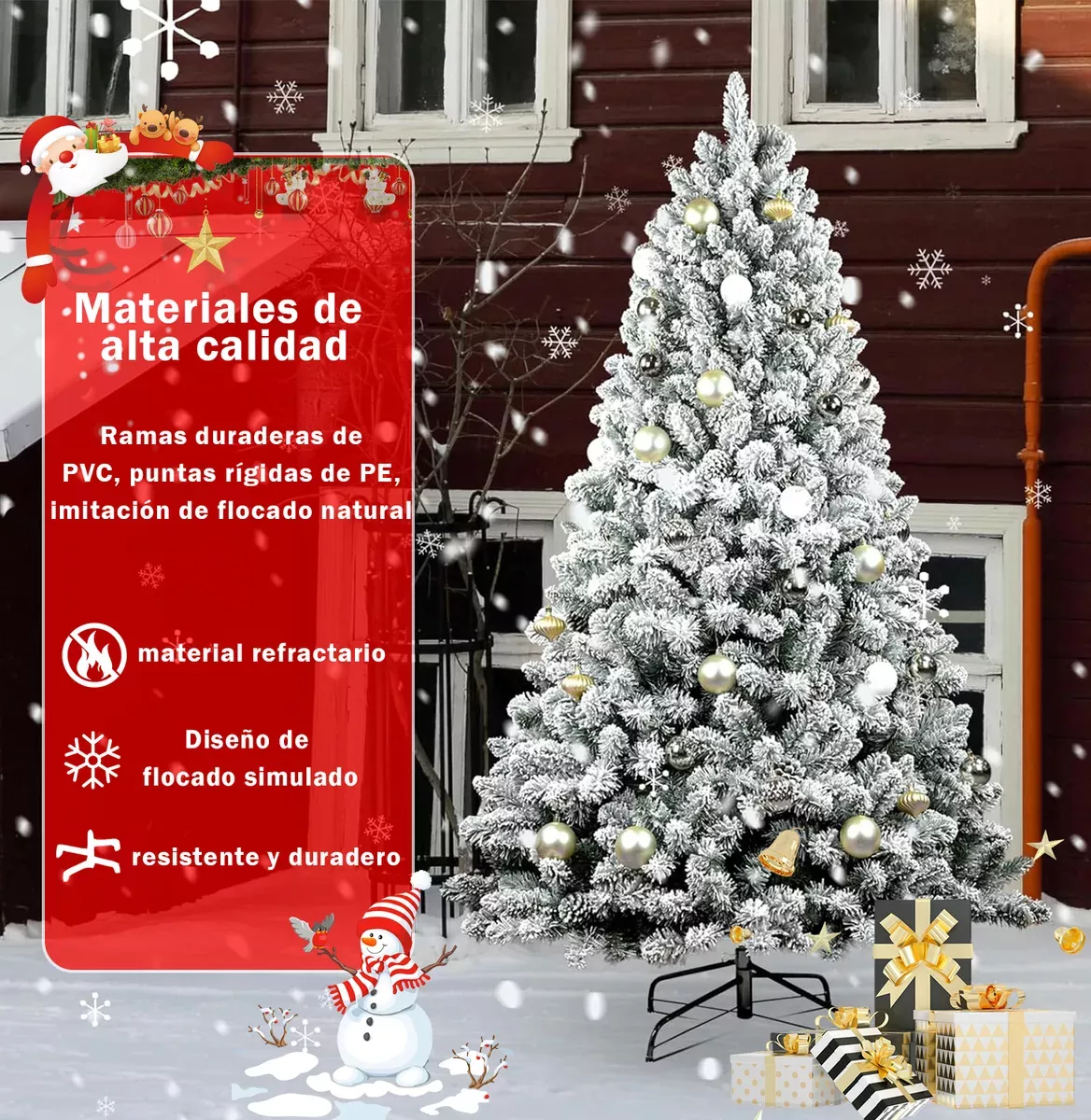 Arbol Navidad Artificial Nevado 2.10m Pino Follaje Blanco