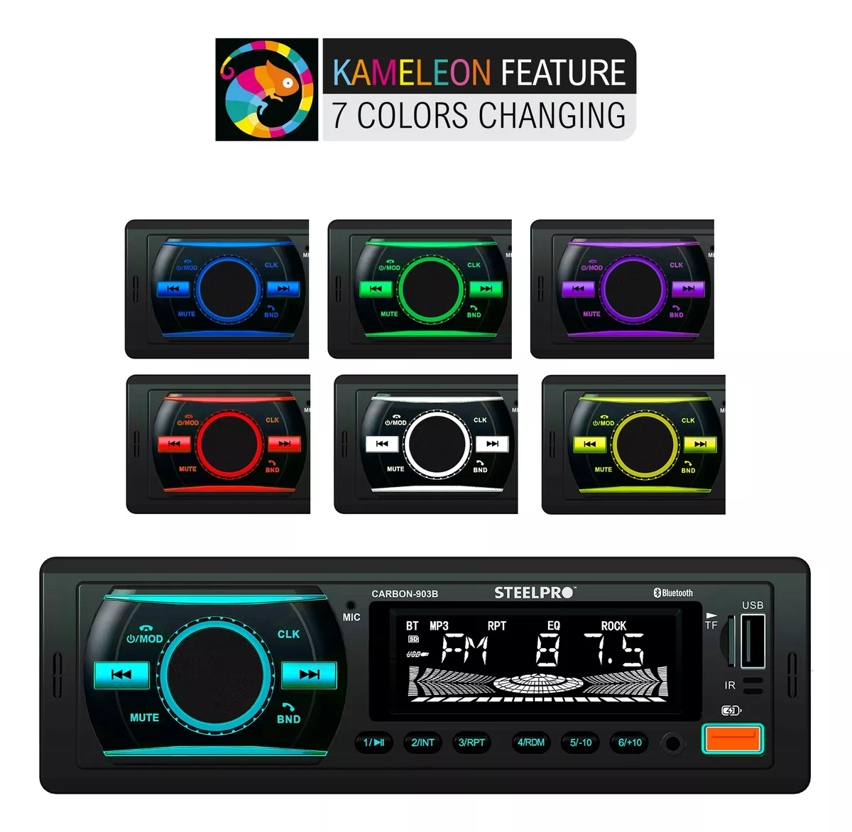 kit Autoestereo Steelpro Bluetooth Y Bocinas 6x9 Bocinas 6.5