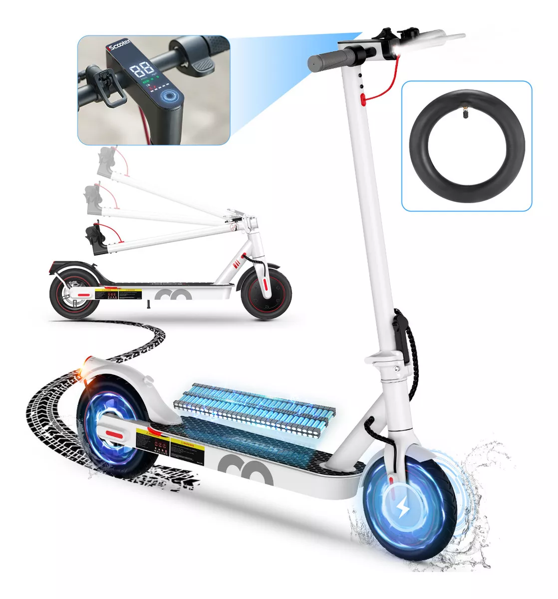 iScooter i8 Patin Plegable i8 25KM/H 8.5'' Neum&aacute;tico Motor 500w Electrico getgo Con iluminaci&oacute;n led Con Pantalla LCD color nNegro