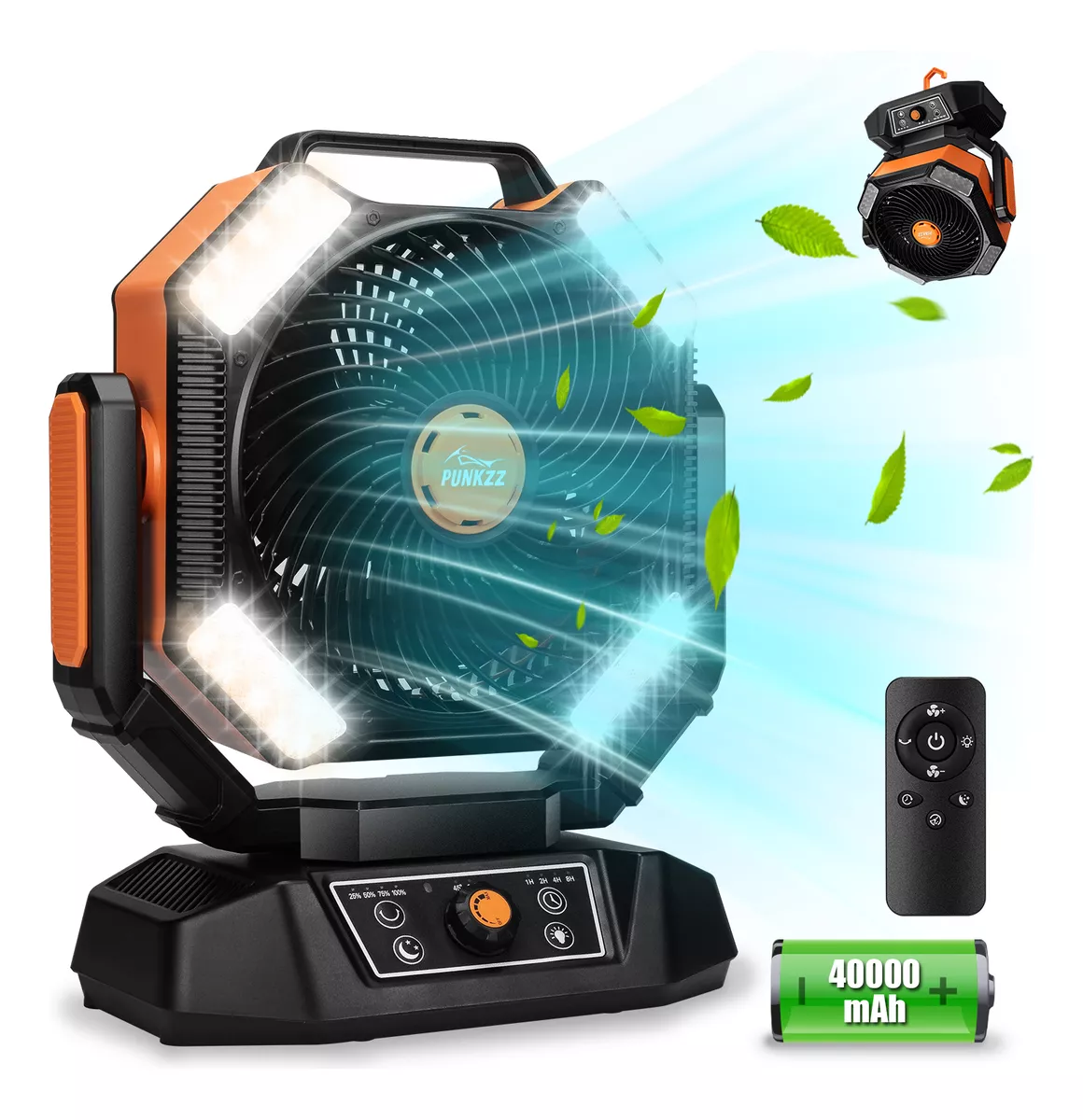Ventilador Port&aacute;til Camping Acampar Con Led 40000mah 16inchs
