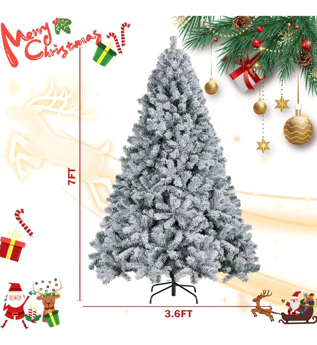 Arbol Navidad Artificial Nevado 2.10m Pino Follaje Blanco