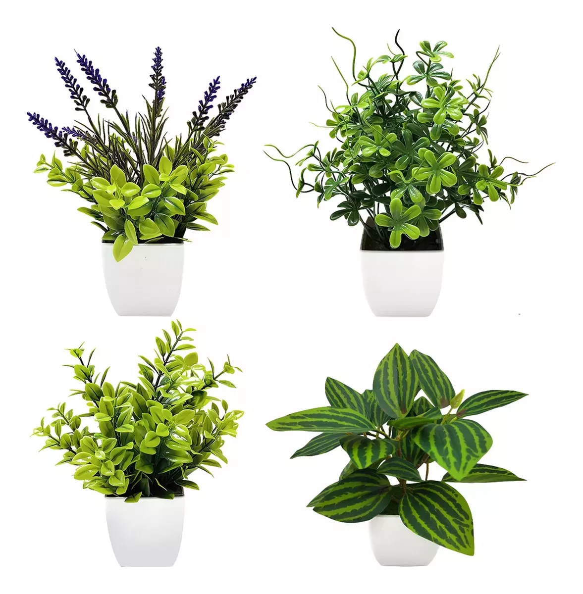 Adorno Decorativo Plantas Verdes Artificiales En Maceta 4pcs