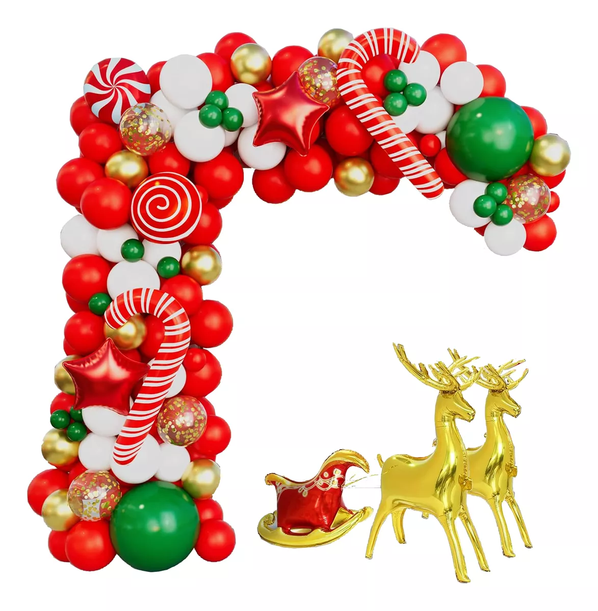 kit Arco De Globos Navide&ntilde;o Guirnalda Decoraci&oacute;n Fiesta Alce