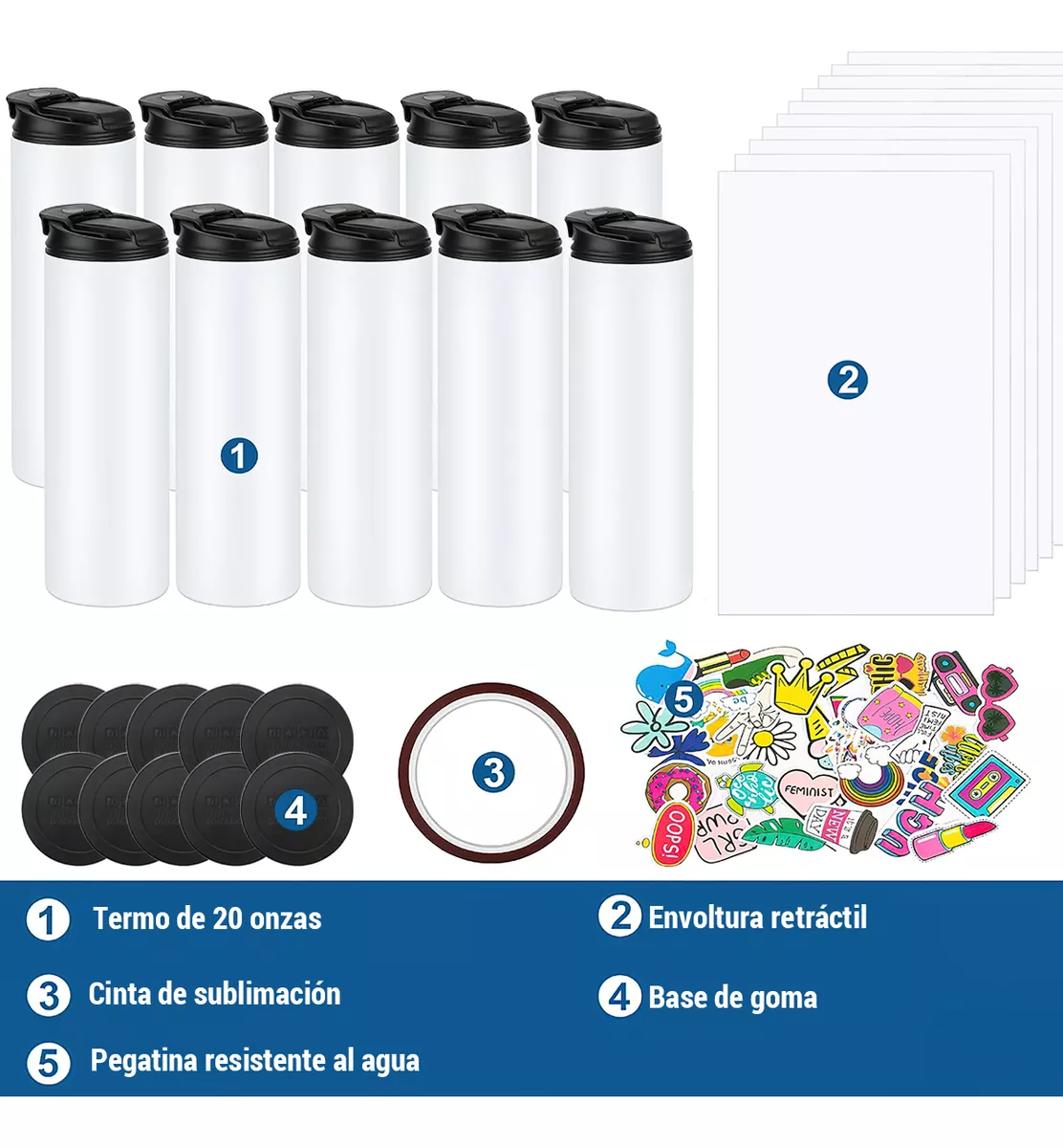 10pcs Tazas Para Sublimar Vaso Termo Sublimación 20oz 600ml