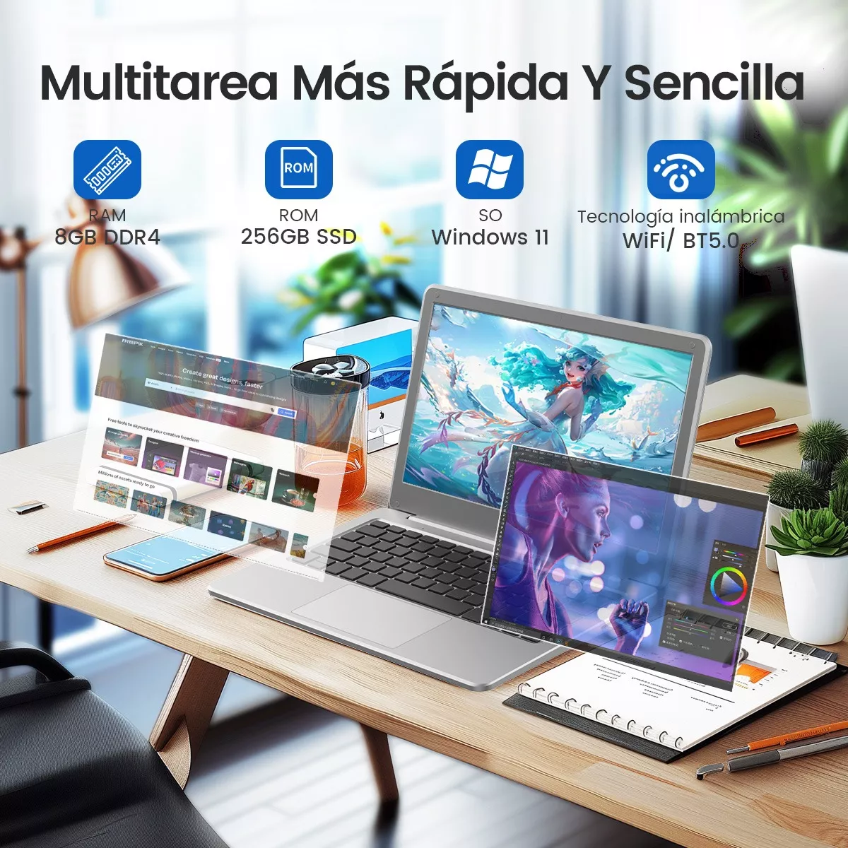 Laptop 8gb Ram+256gb Ssd Intel Celeron N4020 Windows 11 Pro