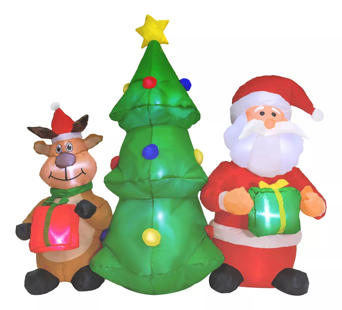 Inflable Navidad Santa Reno Arbol Luz Led Decoracion 1.5mts color Multicolor