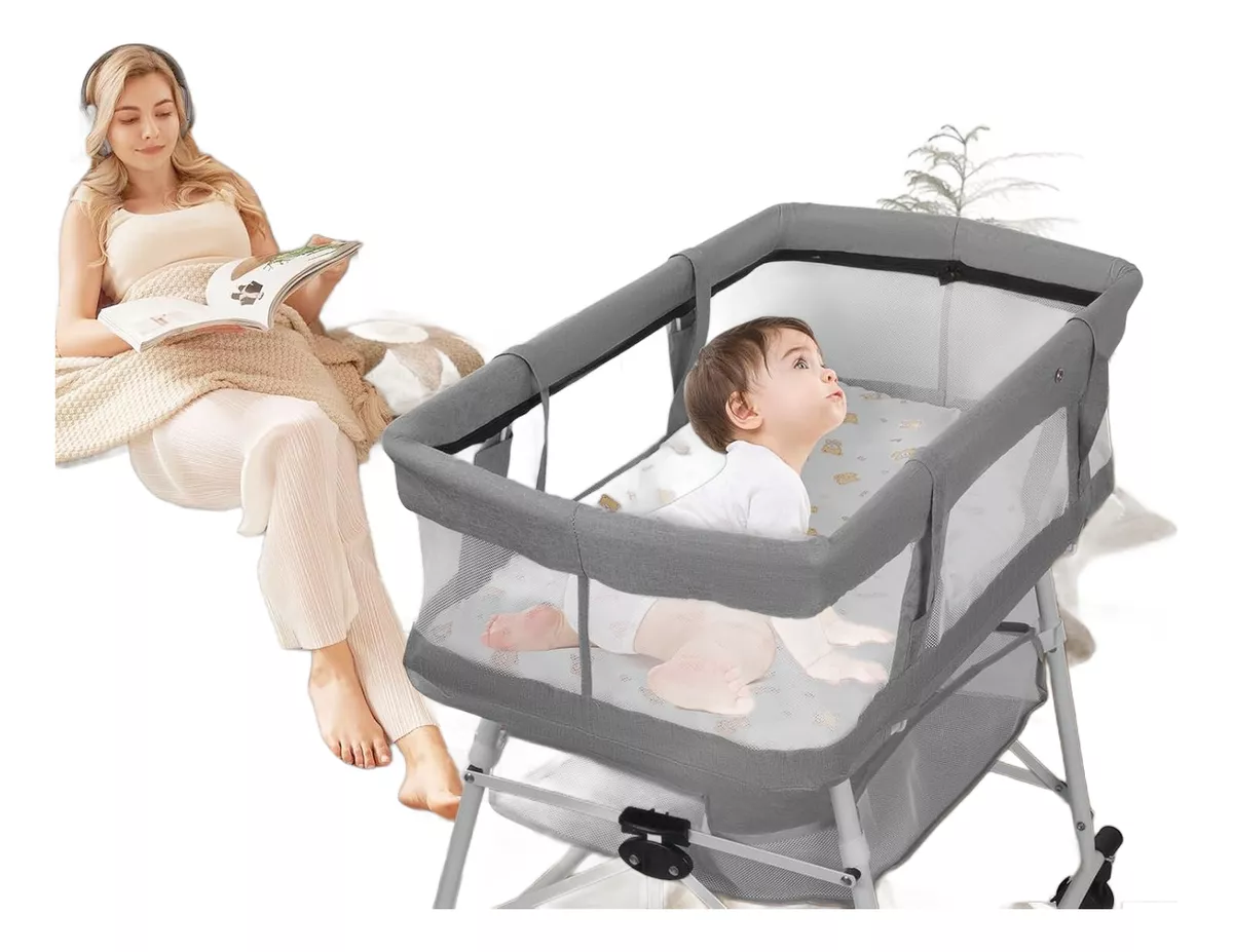 Cuna Plegable 3 En 1 Con Colch&oacute;n Y Mosquitera