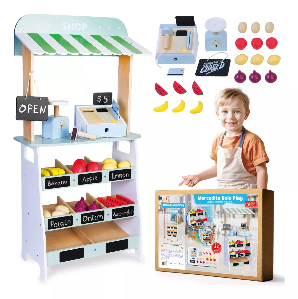 Super De Madera Para Ni&ntilde;os Juguete Con Accesorios Kids House