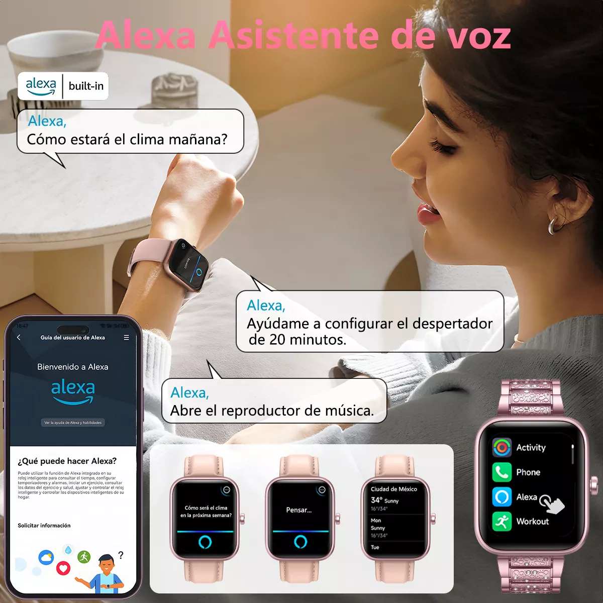 Reloj Smartwatch Mujer Reloj Inteligentes Smart reloj Alexa