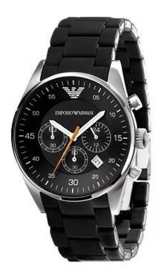 Reloj pulsera Emporio Armani AR5858 con correa de acero inoxidable color negro-bisel plateado