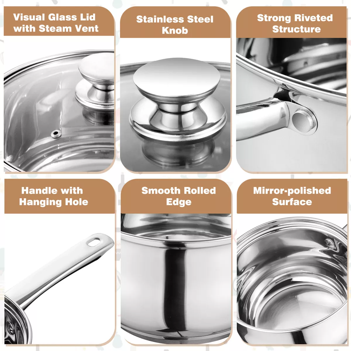 Batería De Cocina Acero Inoxidable Juego De Ollas 13 Piezas