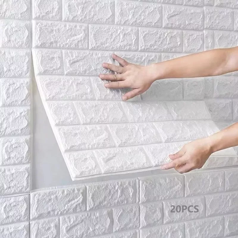 20pcs 3d Papel Tapiz Blanco Patr&oacute;n Ladrillo Pegatina Pared