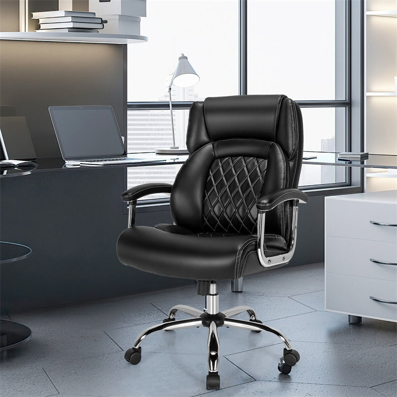 Silla de oficina giratoria de altura ajustable de 500 libras, silla de escritorio para ordenador, silla ejecutiva de piel sintética con Base de Metal resistente