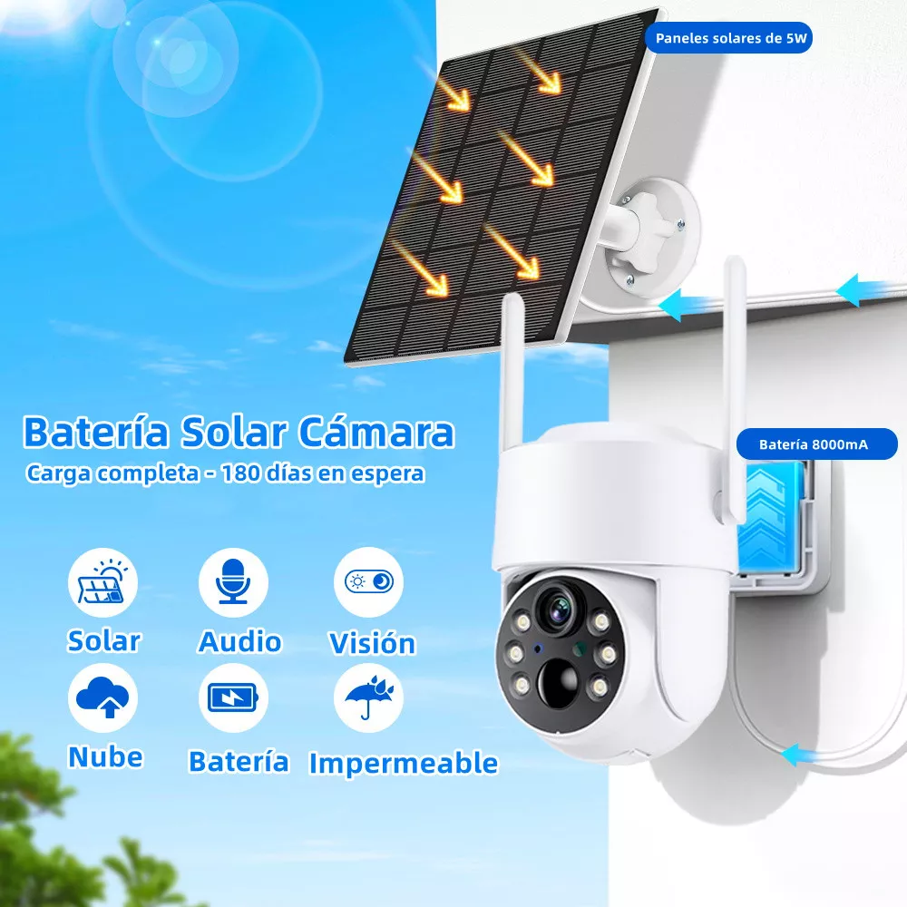 Cámara De Seguridad Solar Baterías Hd Wifi Visión Alarma