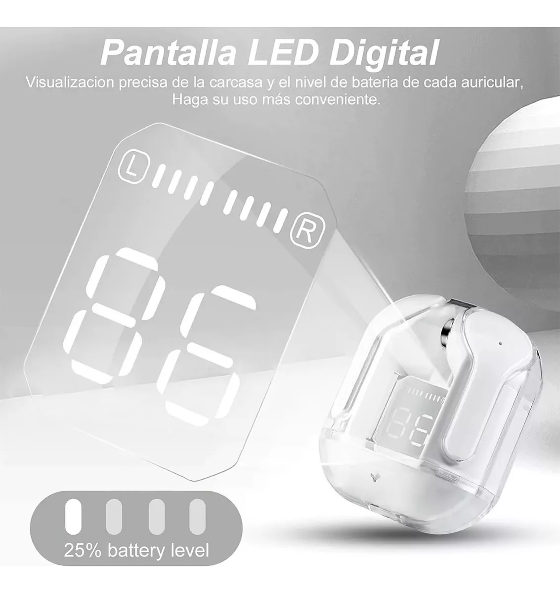 Audifonos Inálambricos in-ear Keluona Air31 T6 Negro Auriculares con Luz Azul LED