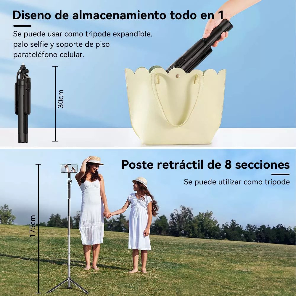 Tripode Celular Selfie Stick Bluetooth Control Remote 175cm