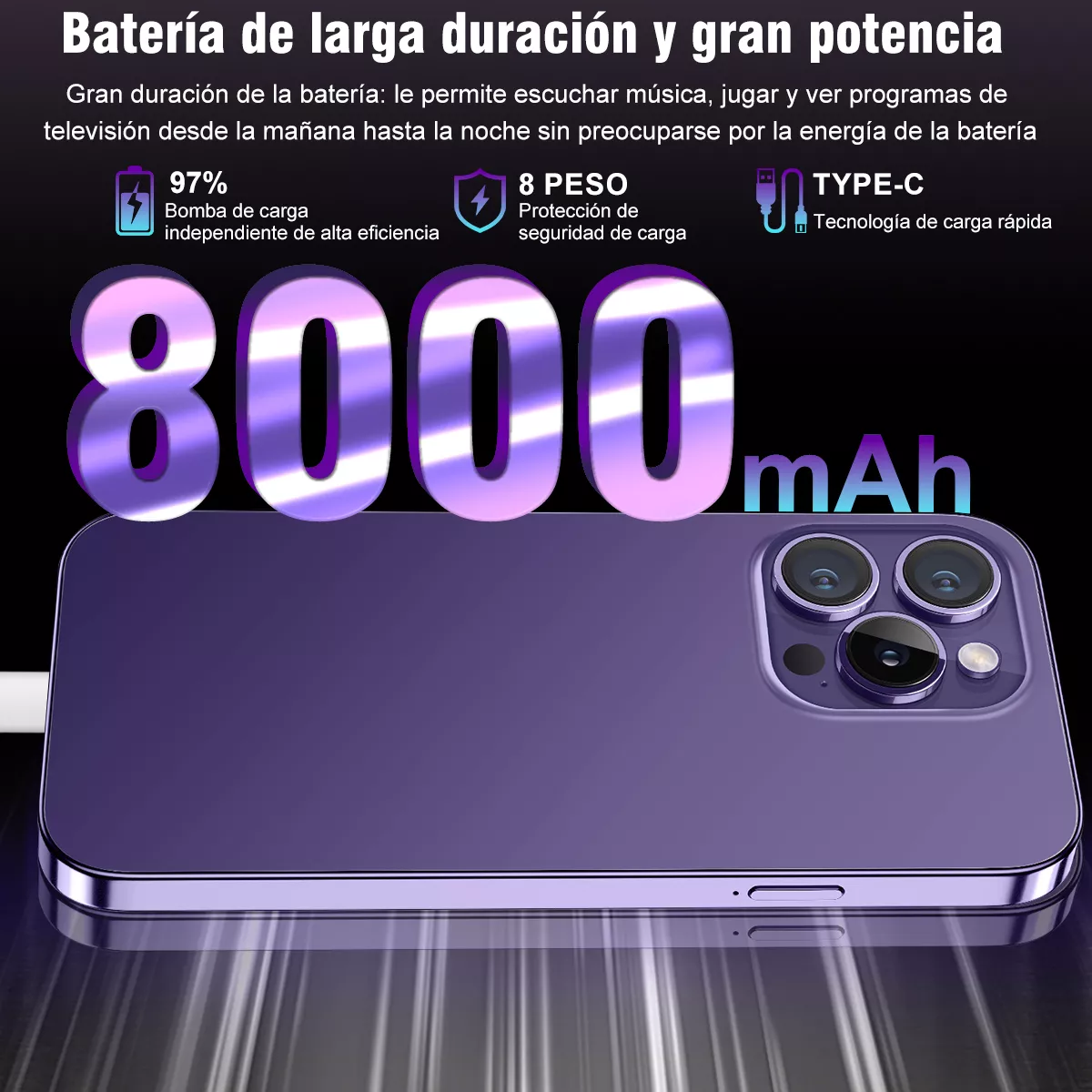smartphone Zhenghang i15 Plus Max Dual SIM violeta 256 GB 10 GB RAM Android 4G/LTE