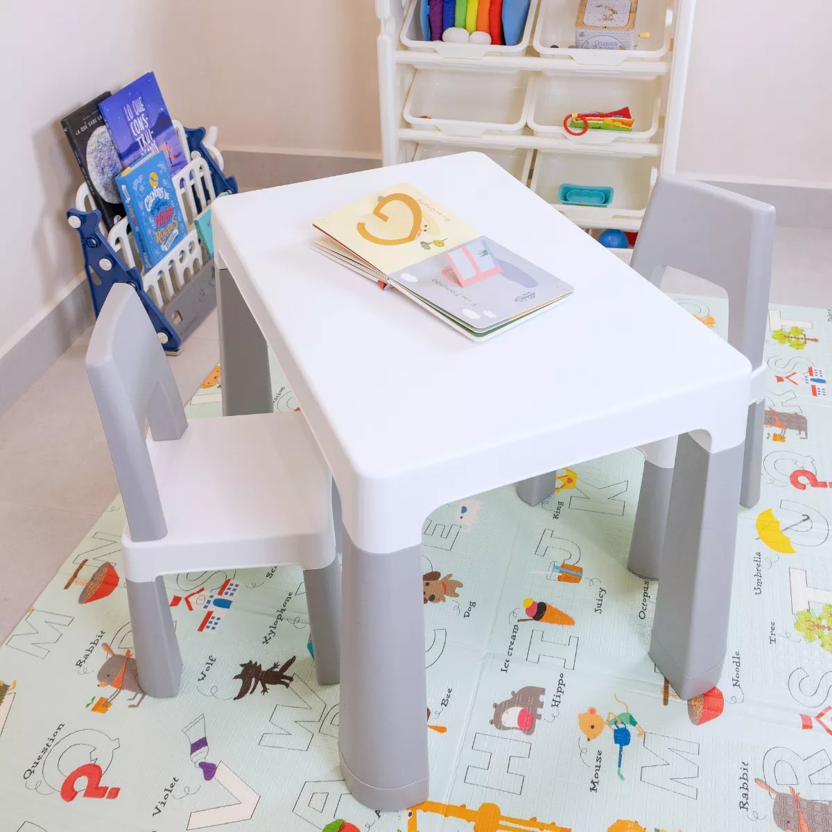 Set De Mesa Y 2 Sillas Para Niños Infantil Cajones Incluidos