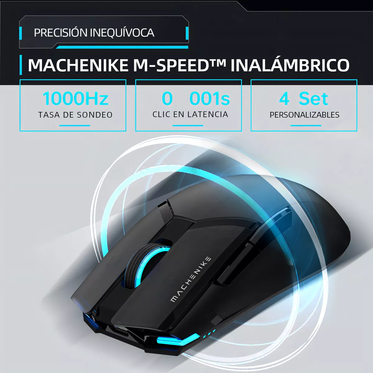 Mouse Gamer Inalámbrico Machenike M7pro Negro Paw3395 26000 Dpi-Two Modo Conexión (usb 2.4ghz Receiver + Con Cable)