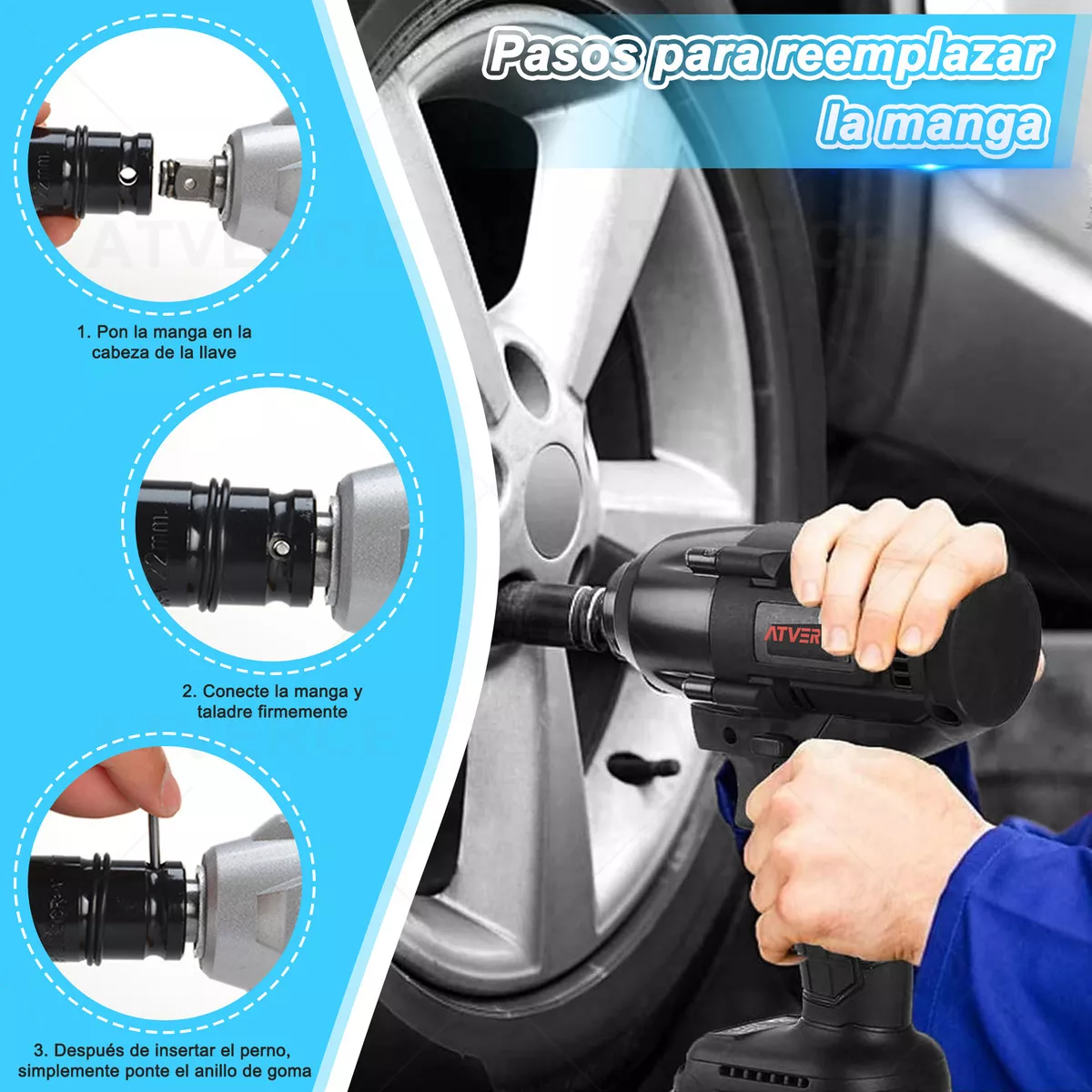 kit Pistola Impacto Llave Inalámbrico 600nm 1/2 Bateria 21v Atverce EW04 110V/220V