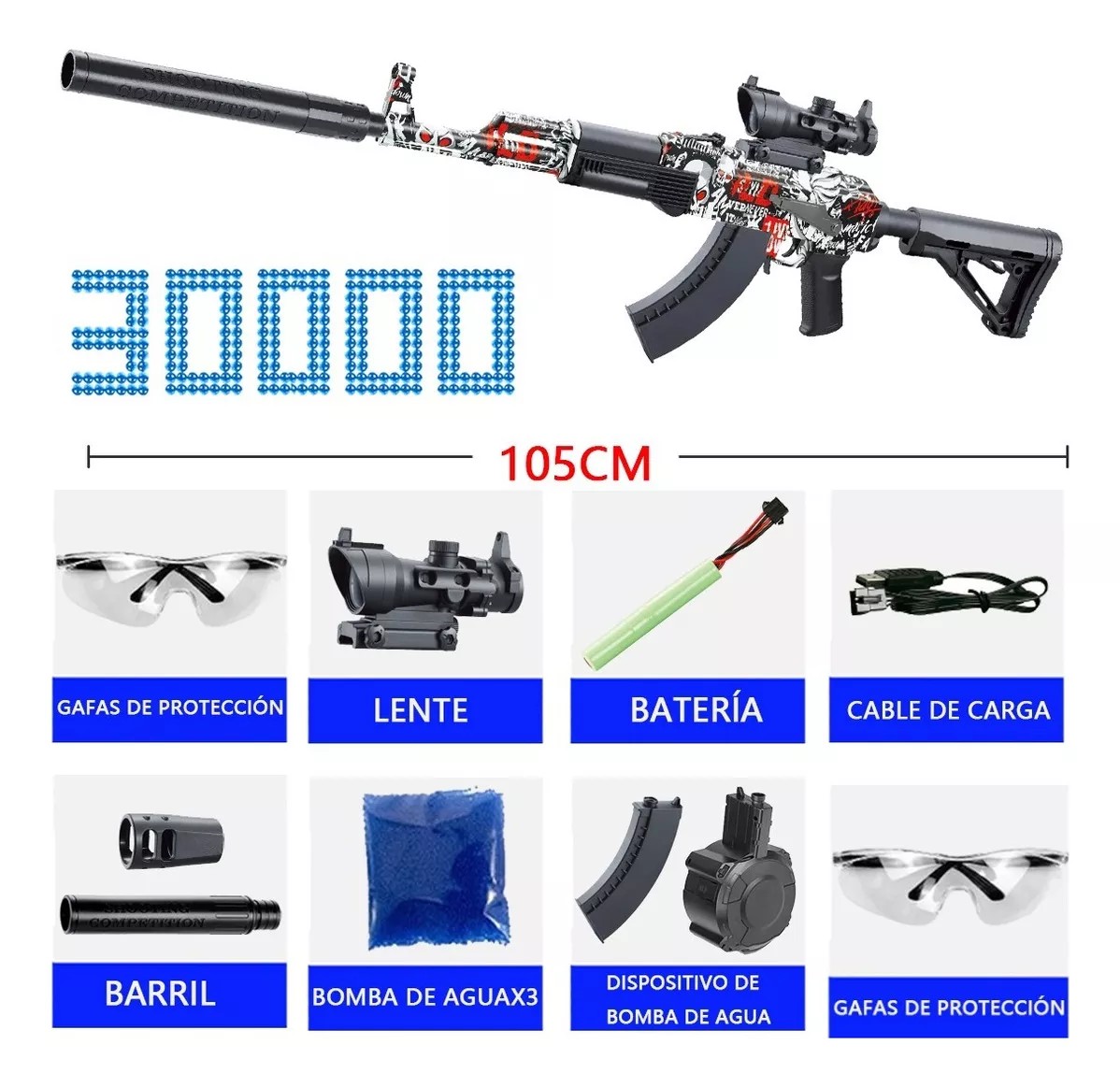 Pistola De Juguete Infantil De Bola De Hidrogel Ak74m 105cm