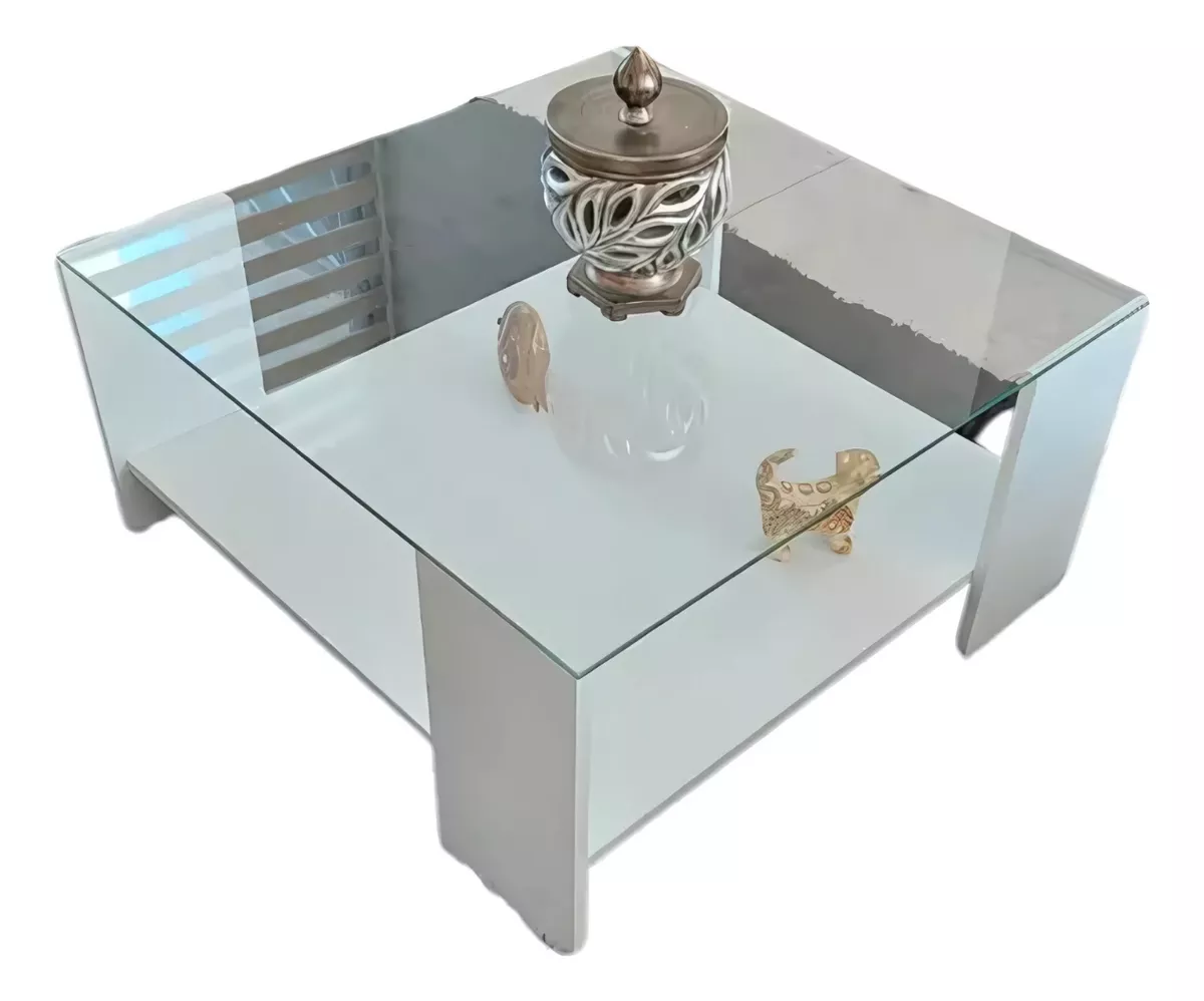 Mesa De Centro Lujo Minimalista Sala Depa Cristal Templado