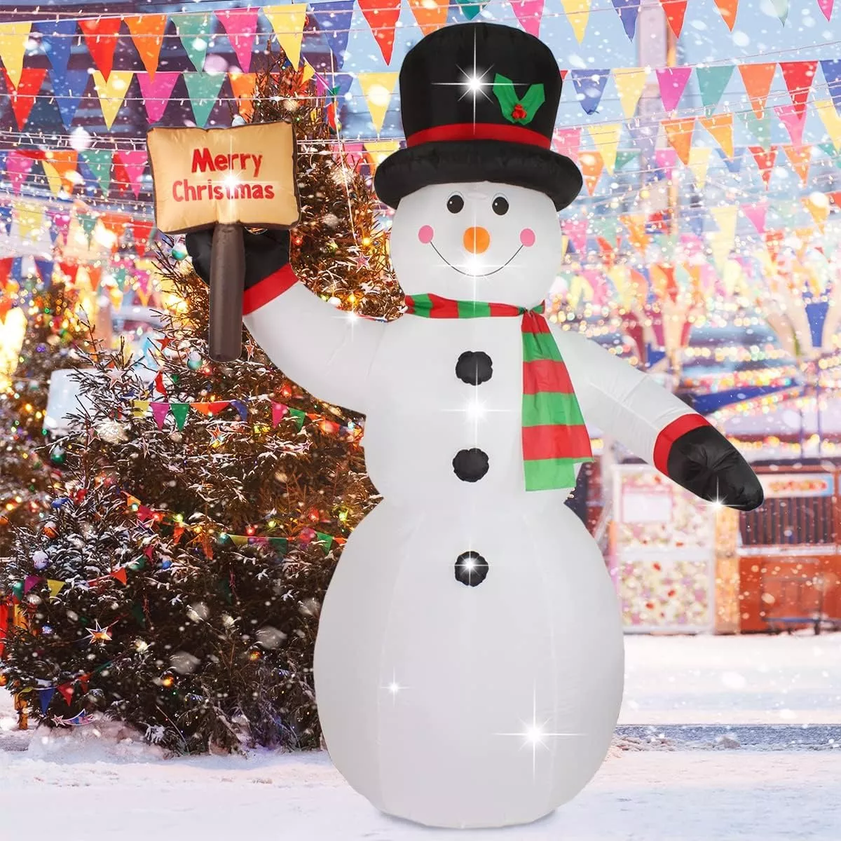 2.4m Mu&ntilde;eco De Nieve Inflable De Navidad Decoraci&oacute;n Con Led