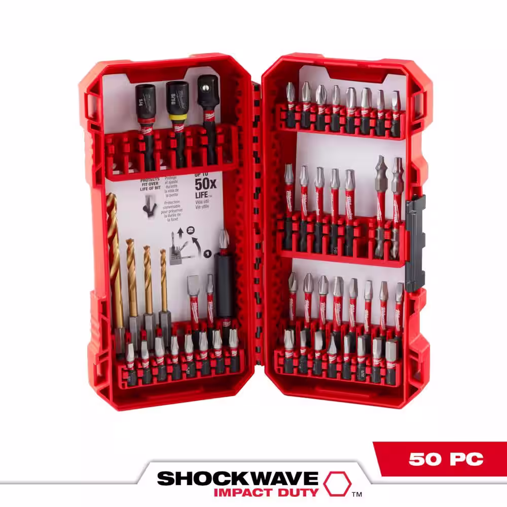 Milwaukee SHOCKWAVE Impact Duty Alloy Steel Screw Driver Drill Bit Set (50-Piece) 48-32-4024