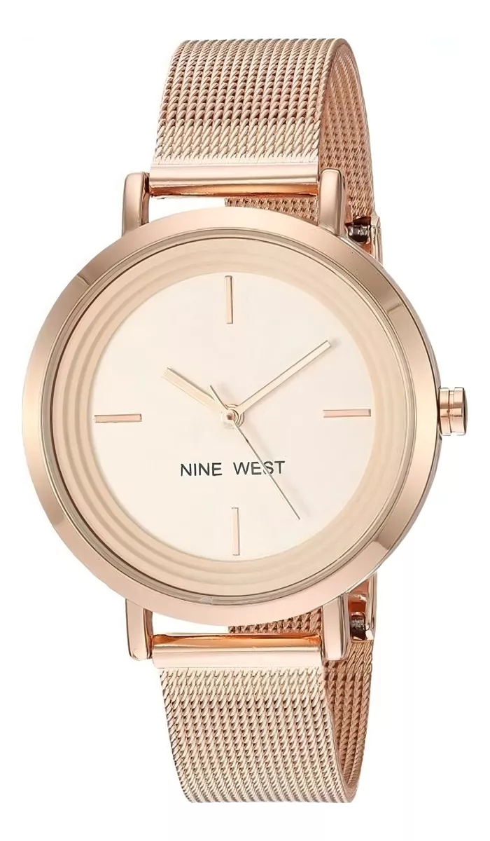 Reloj Mujer Nine West Cristal Mineral 34 Mm Nw/2146rgrg Color de la correa Rosa dorado Color del bisel Rosa dorado Color del fondo Rosa dorado
