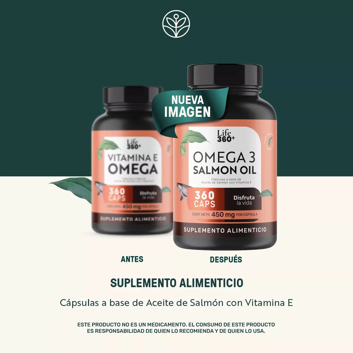 Life 360+ Vitamina E Omega 360 Cápsulas Aceite De Salmón