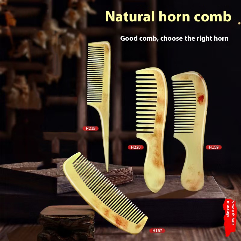 Anti-static massage comb round handle horn comb handicraft comb - Verve BeautyAnti-static massage comb round handle horn comb handicraft comb$22.00圆柄牛角梳