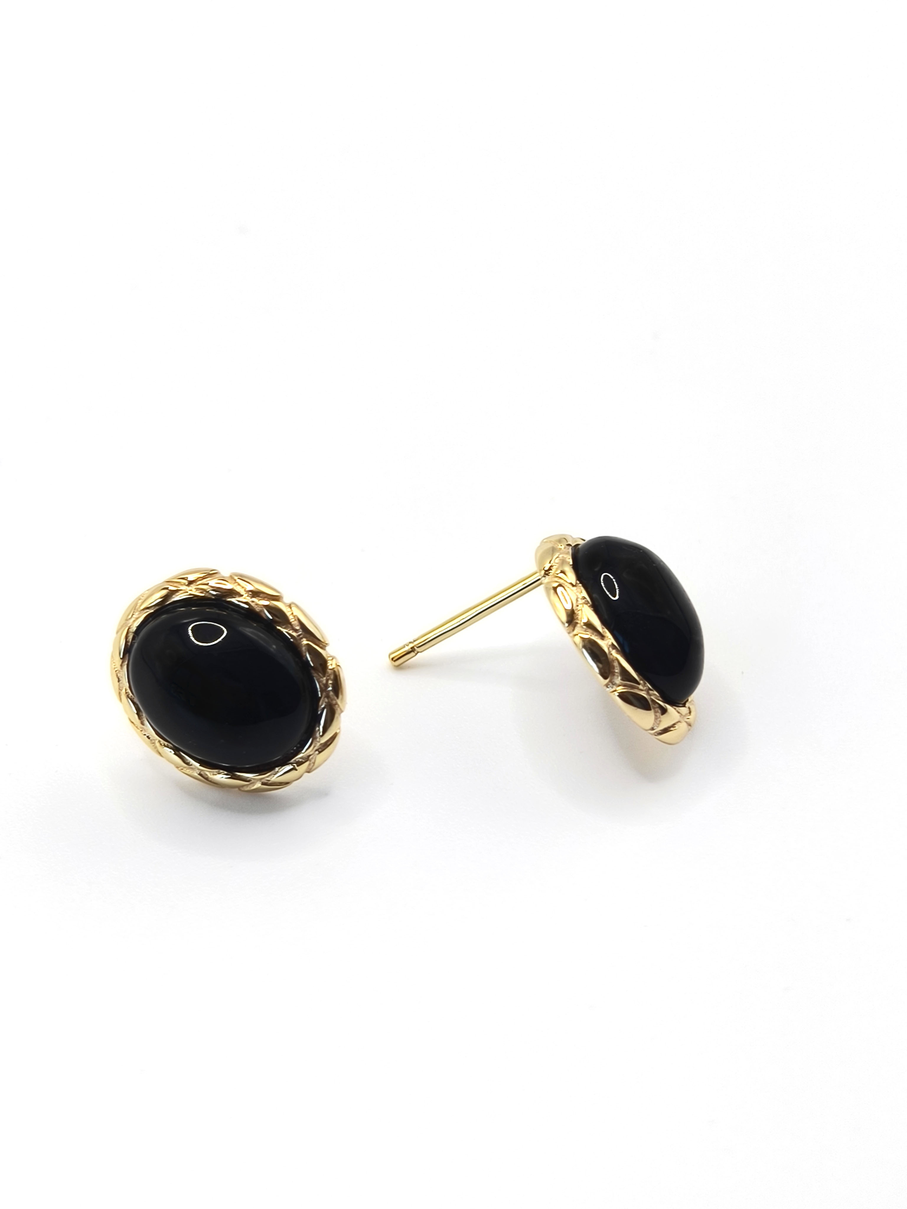 S925 silver simple black agate earrings