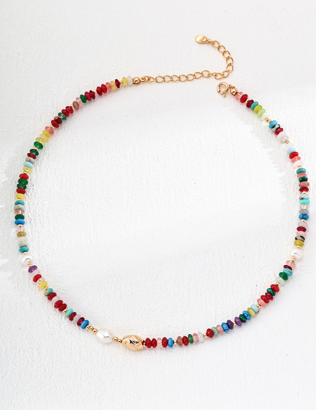 Dopamine-colored colored stone necklace